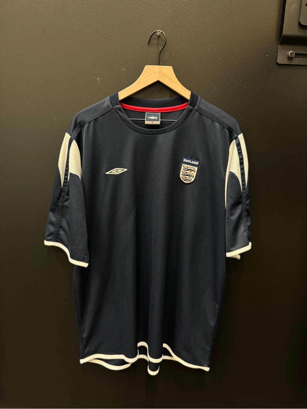 Umbro Navy and White England Football Jersey